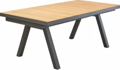 OUTDOOR Ausziehtisch Keramik/Teak braungrau