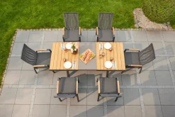 OUTDOOR Ausziehtisch Keramik/Teak braungrau