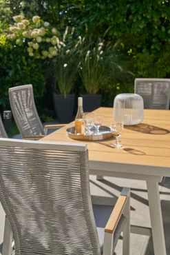 OUTDOOR Ausziehtisch Teakplatte Garten braungrau