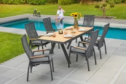 OUTDOOR Ausziehtisch Teakplatte Garten grau