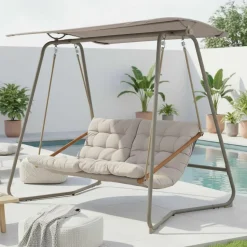 OUTDOOR Garten- Hollywoodschaukel grünbeigegrau