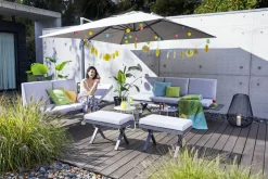 OUTDOOR Gartenhocker/Beistelltisch grau