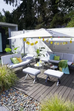 OUTDOOR Gartenhocker/Beistelltisch grau