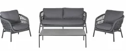 OUTDOOR Gartenlounge Set Rope 4 tlg. grau