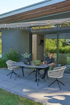 OUTDOOR Gartensessel drehbar Rope beigegrau