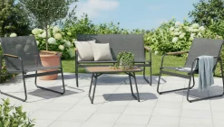 OUTDOOR Garten-Set 4 tlg. braungrau