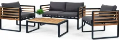 OUTDOOR Garten-Set 4 tlg. schwarzgraubraun