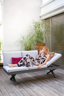 OUTDOOR Gartensofa Klappfunkt. links grau
