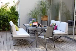 OUTDOOR Gartensofa Klappfunkt. links grau