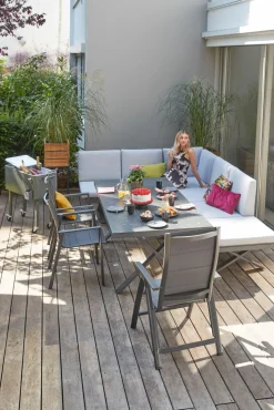 OUTDOOR Gartensofa Klappfunkt. rechts grau