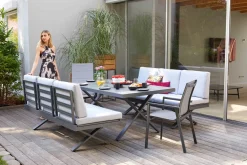 OUTDOOR Gartensofa Klappfunkt. rechts grau