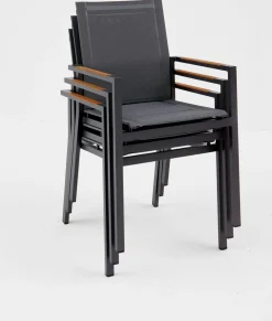 OUTDOOR Gartenstuhl Alu/Teak grau
