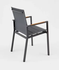 OUTDOOR Gartenstuhl Alu/Teak grau