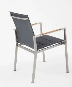 OUTDOOR Gartenstuhl Edelstahl/Teak grau