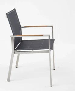 OUTDOOR Gartenstuhl Edelstahl/Teak grau