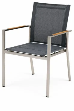 OUTDOOR Gartenstuhl Edelstahl/Teak grau