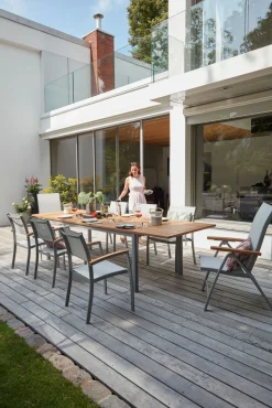 OUTDOOR Gartentisch ausziehbar grau braun