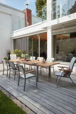 OUTDOOR Gartentisch ausziehbar grau braun