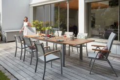 OUTDOOR Gartentisch ausziehbar grau braun