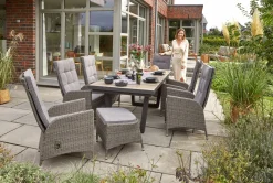 OUTDOOR Gartentisch ausziehbar Keramik braun
