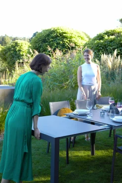 OUTDOOR Gartentisch ausziehbar HPL grausilberfarben