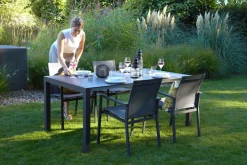 OUTDOOR Gartentisch ausziehbar HPL grausilberfarben