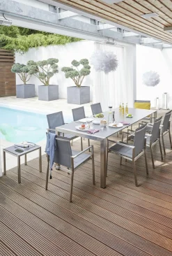 OUTDOOR Gartentisch ausziehbar HPL grausilberfarben