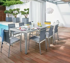 OUTDOOR Gartentisch ausziehbar HPL grausilberfarben