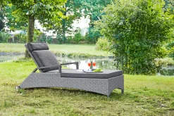 OUTDOOR Sonnenliege rollbar Polyrattan grau