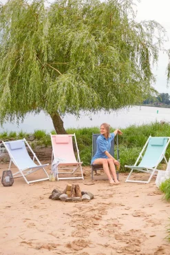 OUTDOOR Strandstuhl klappbar pinkweiß