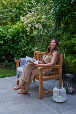 OUTDOOR Teak Gartenbank 120 braungrau