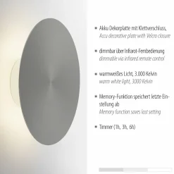 Paul Neuhaus LED-Akku-Wandleuchte grau