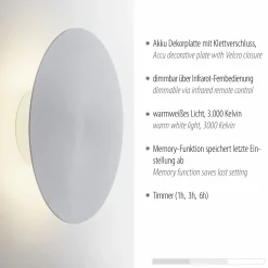 Paul Neuhaus LED-Akku-Wandleuchte silberfarben