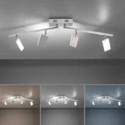 Paul Neuhaus LED-Deckenleuchte 4flg silberfarben