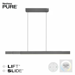 Paul Neuhaus LED-Pendelleuchte 3flg grau