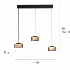 Paul Neuhaus LED-Pendelleuchte 3flg schwarz
