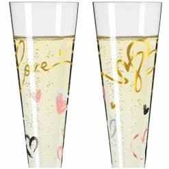 Ritzenhoff Cristal 2er Champagnerglas 205ml grauschwarzgoldfarbenpink