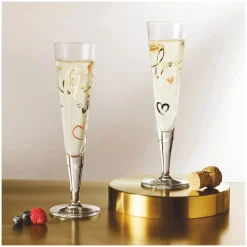 Ritzenhoff Cristal 2er Champagnerglas 205ml grauschwarzgoldfarbenpink