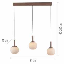 SCHÖNER WOHNEN LED-Pendelleuchte 3flg braun