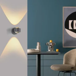 SCHÖNER WOHNEN LED-Wandleuchte 2flg silberfarben