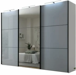 Schwebetürenschrank grauweiß