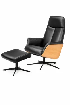 Sessel mit Hocker schwarz