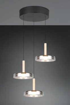Trio Leuchten LED-Pendelleuchte 3flg schwarz