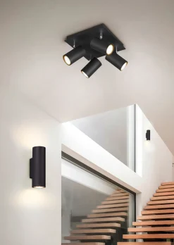 Trio Leuchten Strahler 4flg schwarz