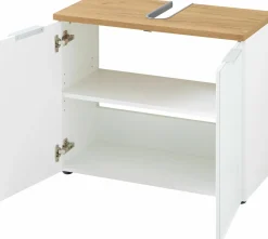 Waschbeckenunterschrank braunweiß